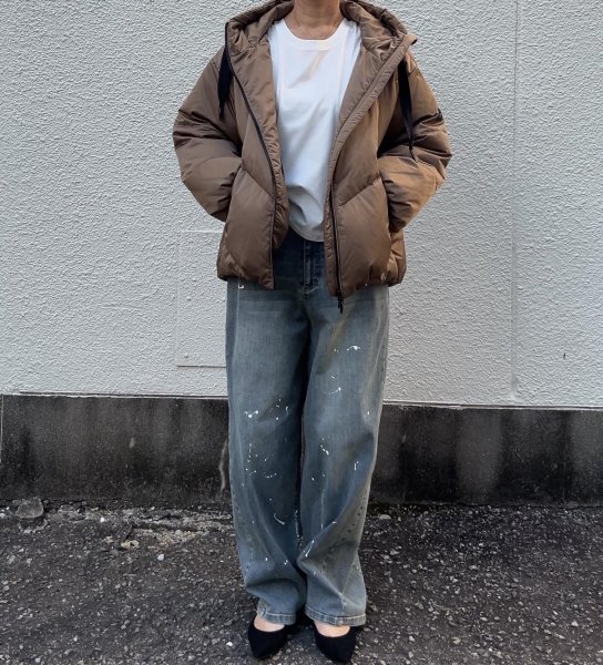 画像1: ayane ペイント加工バレルレッグデニム (1)